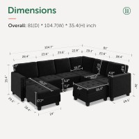 Honbay Velvet Modular Sectional Sofa L Shaped Sofa Couch With Storage Top Tray Ottoman U Shape Sectional Couch For Living Room