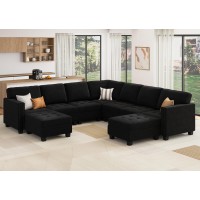 Honbay Velvet Convertible Sectional Couch U Shaped Sectional Sofa With Chaise Modular Sectional With Storage Ottoman Corner Cou