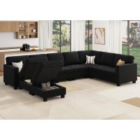 Honbay Velvet Convertible Sectional Couch U Shaped Sectional Sofa With Chaise Modular Sectional With Storage Ottoman Corner Cou