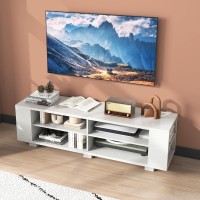 Tangkula Wood Tv Stand For Tvs Up To 65 Inch Flat Screen Modern Entertainment Center With 8 Open Shelves Universal Tv Storage