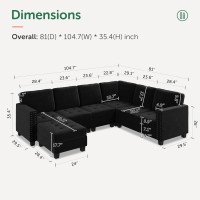 Honbay Velvet Convertible Sectional Sofa L Shaped Couch With Storage Ottoman Corner Sectional Couch With Reversible Chaise Blac