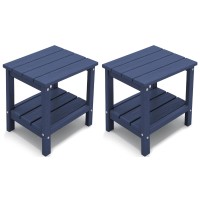 Kingyes Outdoor Side Table Set Of 2 Double Layer Adirondack End Table Navy