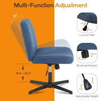 Dumos Cirss Cross Chair Legged Office Wide Comfy Desk Seat No Wheels Armless Computer Task Seating Swivel Vanity Home Height A