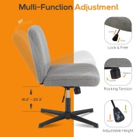 Dumos Cirss Cross Chair Legged Office Wide Comfy Desk Seat No Wheels Armless Computer Task Seating Swivel Vanity Home Height A