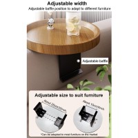 SHJQJL Adjustable Couch Arm Tray, Wooden Sofa Armrest Tray Round Armrest Organizer Tray, Couch Armrest Clip-on Table for Drinks/Remote Control/Snacks Holder(30x30cm(12x12inch), Walnut)