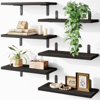 Fixwal Black Wall Floating Shelves For Bedroom Shelves For Room Wall Set Of 6 Wall Mounted Shelf For Bathroom Kitchen And Liv