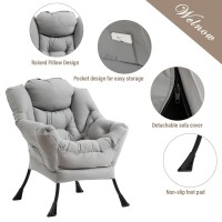 Welnow Lazy Chair With Ottoman Modern Lounge Accent Chair With Armrests And A Side Pocket Leisure Sofa Chair Set Reading Chai