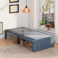 Upcanso 16 Inch Twin Bed Frames With Fabric Cover Metal Twin Platform Bed Frame With Storage Heavy Duty Mattress Foundation No