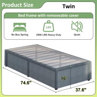 Upcanso 16 Inch Twin Bed Frames With Fabric Cover Metal Twin Platform Bed Frame With Storage Heavy Duty Mattress Foundation No