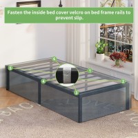 Upcanso 16 Inch Twin Bed Frames With Fabric Cover Metal Twin Platform Bed Frame With Storage Heavy Duty Mattress Foundation No