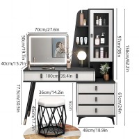 Makeup Table Large Vanity Desk with Full-Length Mirror, Makeup Vanity with Lights and 5 Drawers,dressing table Vanity Table Set with Mirror Cabinet and Storage Shelves ( Color : Black , Size : 100CM