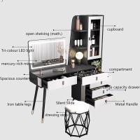 Makeup Table Large Vanity Desk with Full-Length Mirror, Makeup Vanity with Lights and 5 Drawers,dressing table Vanity Table Set with Mirror Cabinet and Storage Shelves ( Color : Black , Size : 100CM