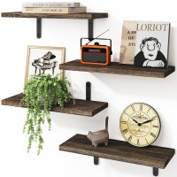 Fixwal Wall Floating Shelves For Room Decor 4 Sets Floating Shelves For Wall Storage Wood Wall Mounted Shelf For Bedroom Decor