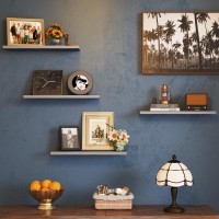 Fixwal Grey Floating Shelves For Wall 4 Sets Wood Shelves Farmhouse Wall Shelf Wall Mounted Floating Shelves For Bedroom Decor