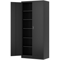 Fesbos Metal Storage Cabinet71 Tall Steel File Cabinets With Lockable Doors And Adjustable Shelvesbluegray Steel Storage C