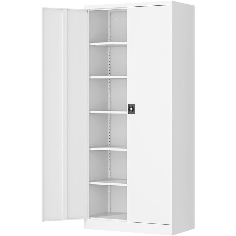 Fesbos Metal Storage Cabinet71 Tall Steel File Cabinets With Lockable Doors And Adjustable Shelveswhite Steel Storage Cabin