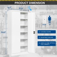 Fesbos Metal Storage Cabinet71 Tall Steel File Cabinets With Lockable Doors And Adjustable Shelveswhite Steel Storage Cabin