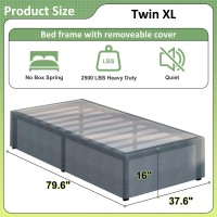 Upcanso 16 Inch Twin Xl Bed Frames With Fabric Cover Metal Platform Bed Frame Twin Xl Heavy Duty Mattress Foundation With Stora