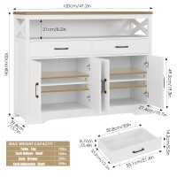 Hostack 47 Modern Farmhouse Sideboard Buffet Cabinet Wood Buffet Storage Cabinet With Drawers Shelves Large Coffee Bar Cab