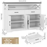 Hostack 47 Modern Farmhouse Sideboard Buffet Cabinet Wood Buffet Storage Cabinet With Drawers Shelves Large Coffee Bar Cab