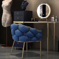 Armchair Occasional Tub Chair With Golden Metal Legs With Gold Plating Metal Legs Leisure Armchair For Living Room/Cafe/Vanitymodern Lady'S Cute Vanity Chair (Color : Blue)