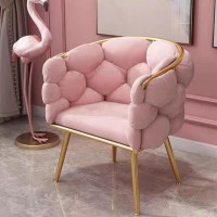 Generic Armchair Occasional Tub Chair With Golden Metal Legs With Gold Plating Metal Legs Leisure Armchair For Living Room/Cafe/Vanitymodern Lady'S Cute Vanity Chair (Color : Pink)