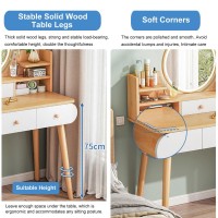 Bedroom Vanity Dressing Table With Smart Touch Light Mirror, Simple Dresser Table And Bedside Table Integrated Vanities Desk Storage Cabinet With Drawers With Multi-Layer Storage Shelves