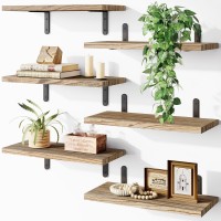 Fixwal Wood Floating Shelves For Wall Decor Wall Shelves Set Of 6 Wall Mounted Floating Shelf For Bedroom Decor Bathroom Stor