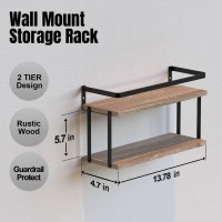 Richer House Duallevel Guardrail Floating Shelves Rustic Wood Shelf Wall Mounted Over Toilet Paper Storage Shelf For Bathroom