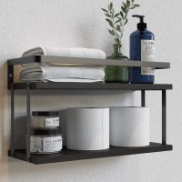 Richer House Duallevel Guardrail Floating Shelves Rustic Wood Bathroom Shelf Wall Mounted Over Toilet Paper Storage Shelves F