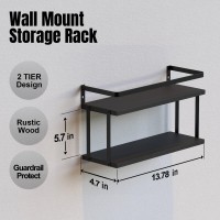 Richer House Duallevel Guardrail Floating Shelves Rustic Wood Bathroom Shelf Wall Mounted Over Toilet Paper Storage Shelves F