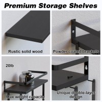 Richer House Duallevel Guardrail Floating Shelves Rustic Wood Bathroom Shelf Wall Mounted Over Toilet Paper Storage Shelves F