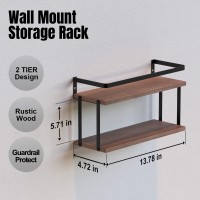 Richer House Duallevel Guardrail Bathroom Shelves Wood Floating Shelf Wall Mounted Over Toilet Paper Storage Shelf For Bathro