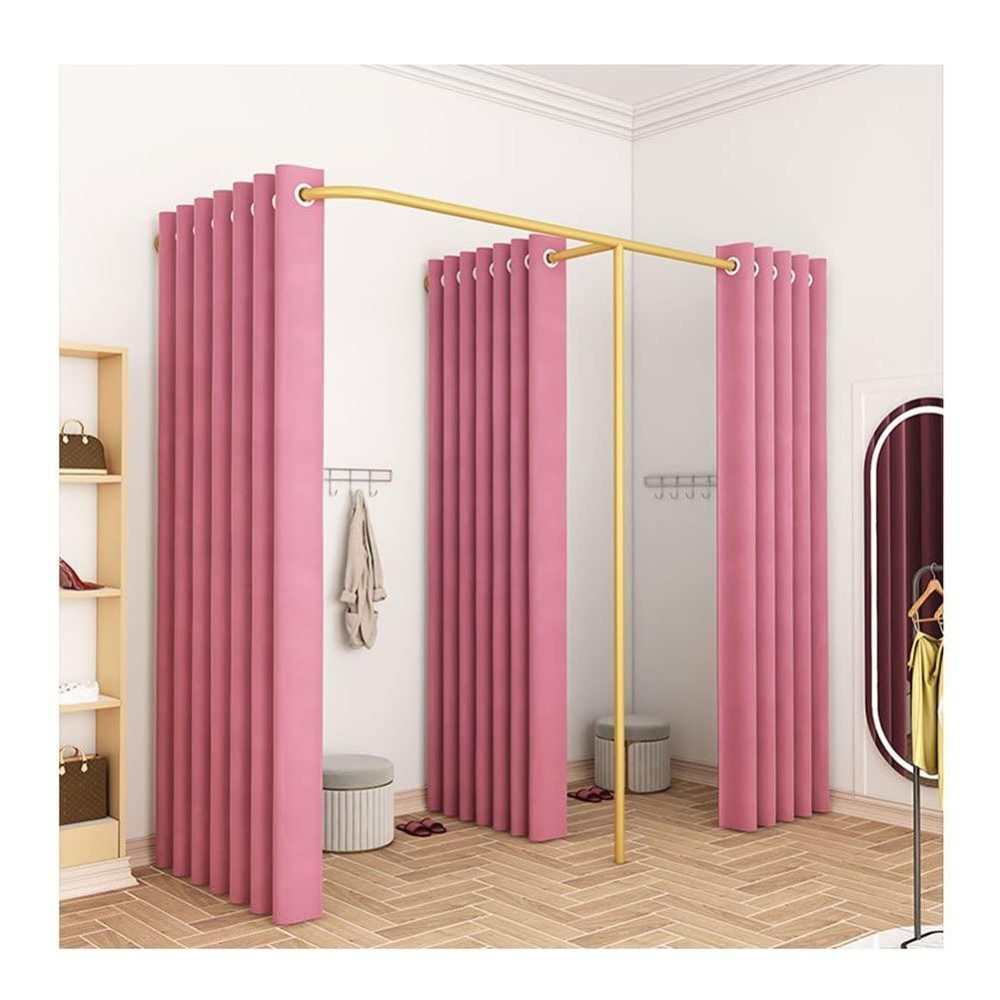 Fitting Rooms, Corner Wall Hanging Dressing Room - Room Dividers & Privacy Protection, F Type Changing Room For Clothing Store, Boutiques, Easy Assemble Closet Shelves (Color : Pink, Size : 6.23X2.9