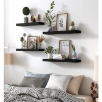 Yywuojj Wood Floating Shelves For Wall Decor Rustic Wall Shelves For Bedroom Bathroom Kitchen Living Room Set Of 6 Black