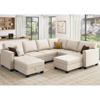 Honbay Velvet Modular Sectional Sofa L Shaped Sofa Couch With Storage Top Tray Ottoman U Shape Sectional Couch For Living Room