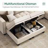 Honbay Velvet Modular Sectional Sofa L Shaped Sofa Couch With Storage Top Tray Ottoman U Shape Sectional Couch For Living Room