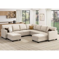 Honbay Velvet Convertible Sectional Couch U Shaped Sectional Sofa With Chaise Modular Sectional With Storage Ottoman Corner Cou