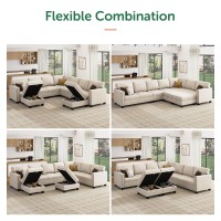 Honbay Velvet Convertible Sectional Couch U Shaped Sectional Sofa With Chaise Modular Sectional With Storage Ottoman Corner Cou