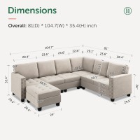 Honbay Velvet Convertible Sectional Sofa Modular L Shaped Couch With Storage Ottoman Corner Sectional Couch With Reversible Cha