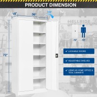 Fesbos Metal Storage Cabinet72 Tall Steel File Cabinets With Lockable Doors And Adjustable Shelveswhite Steel Storage Cabin