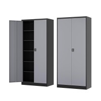 Fesbos Metal Storage Cabinet72 Tall Steel File Cabinets With Lockable Doors And Adjustable Shelvesblackgray Steel Storage