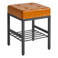 Ibuyke Square Makeup Stool With Adjustable Feet And Storage Space Footrest Stool Pu Seat Vanity Stool Multiuse As Small Side