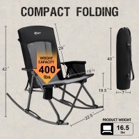 Portal Oversized Folding Rocking Camping Chair High Back Outdoor Rocker Portable For Outside Lawn Patio Travel Garden Supports