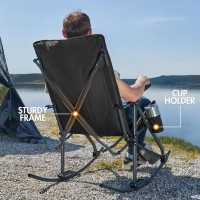 Portal Oversized Folding Rocking Camping Chair High Back Outdoor Rocker Portable For Outside Lawn Patio Travel Garden Supports