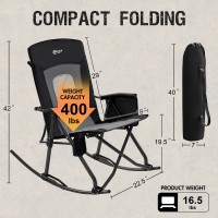 Portal Oversized Folding Rocking Camping Chair Portable Outdoor Rocker With High Back Hard Armrests Carry Bag Supports 400 Lbs