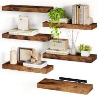 Fixwal 158In Floating Shelves Set Of 6 Wood Shelves Farmhouse Shelf Wall Decor For Bathroom Bedroom Living And Kitchen Room