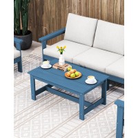 Serwall Hdpe Patio Coffee Table Rectangle Outdoor Coffee Table Allweather Coffee Side Table For Balcony Poolside Deck Gard