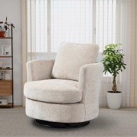 Chifee & Vingol Swivel Barrel Chair Chenille Accent Living Room Chair,Beige
