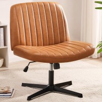 Sweetcrispy Cross Legged Office Chair Criss Cross Chair Armless Wide Desk Chair No Wheels Adjustable Swivel Home Office Vanity